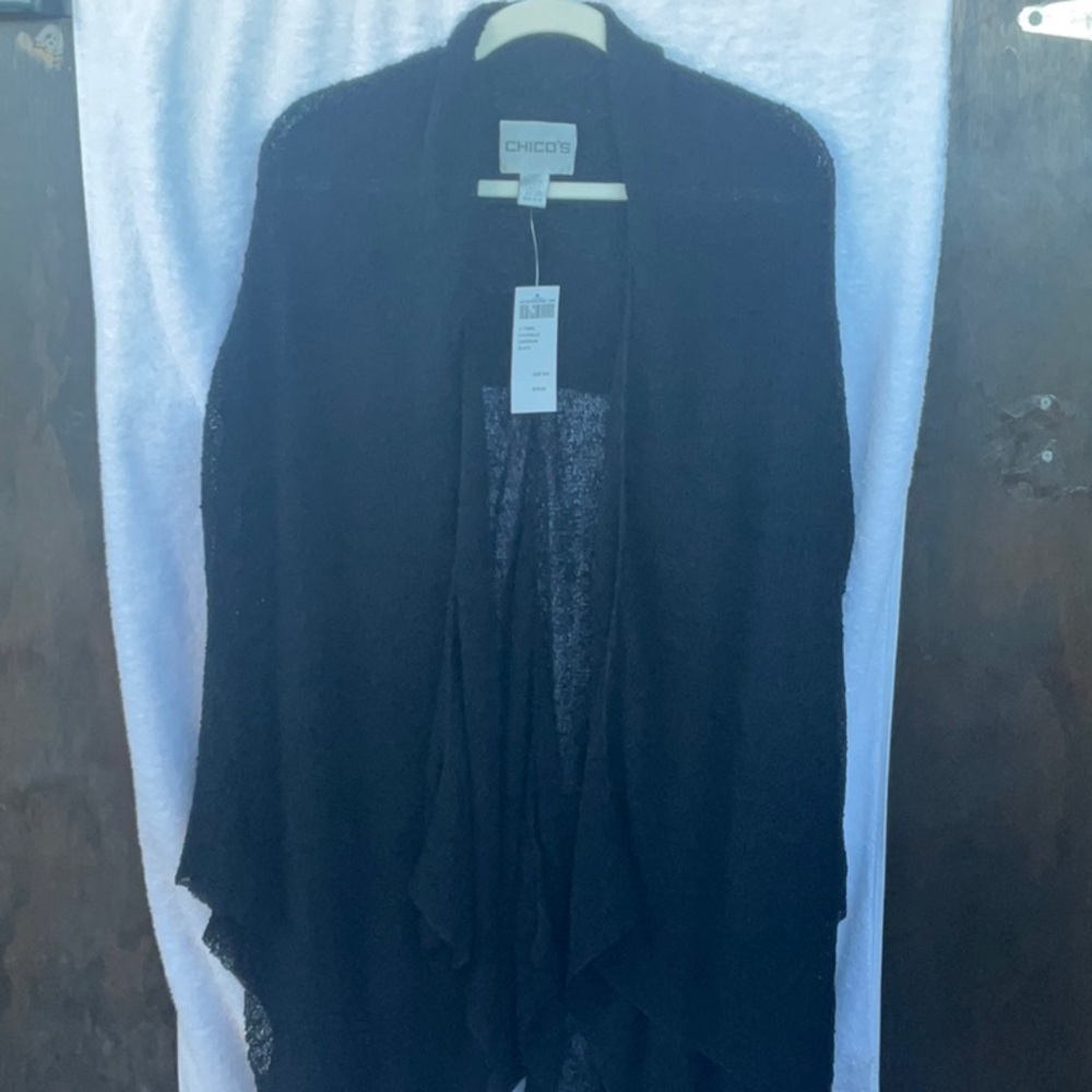Chico's Black Open Front Shrug Long Cardigan. S/M